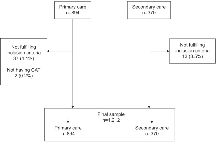 Figure 1 Flow chart of patients included in the study.Abbreviation: CaT, COPD assessment Test.