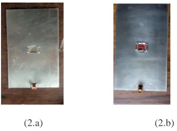 Fig.4. (a), (b), (c) and (d) Top view of a fabricated        (4.c)              (4.d) square, circular, elliptical and triangular patch antenna 