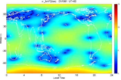 Fig. 2. A sample map of the standard deviation obtained when doingthe kriging interpolation.