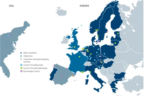 Figure 1: Map of CLARIN members, observers, and partic-ipating centres at the start of 2018.