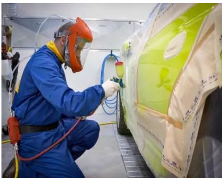 Figure 1. 2: The image of the spray painting process of the car at the garage 