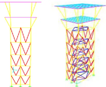 Fig. 8. Inverted V bracing in vertical plane & bracing in  horizontal plane 