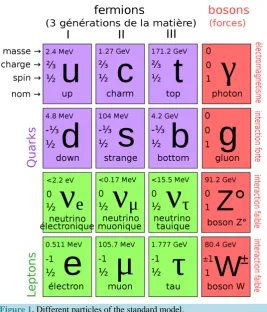 Figure 1. Different particles of the standard model.                    