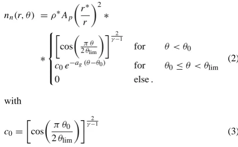 Fig. 1. From mass conservation consideration it is possibleto derive expressions for the constants Ap, θ0 and ag