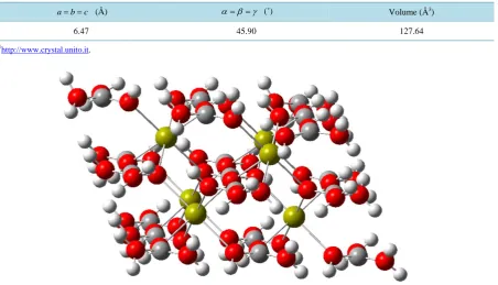 Table 2.  Primitive cell parameter of calcite from CRYSTALL06, with B3LYP/(Ca_86-511d3G, C_6-21Gd, O_8-411d1)1