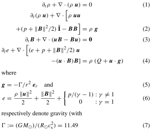 Table 1.Normalization constants used for Eqs. (1–4).kmann constant, the proton rest mass, the permeability of free space, M⊙, R⊙,B, mp, µ0, and cs denote the solar mass, the solar radius, the Boltz-and the isothermal sound speed, respectively.