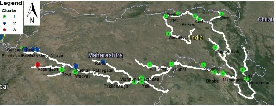 Figure 8. Water quality classification of Godavari River based on cluster analysis. 