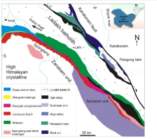 Figure 1. Geological map of Ladakh-Zanskar (modified after Maheo et al., 2000).                                                            