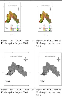 Figure. 3A and B shows the spatial distribution of the major landuse and land cover classes in the study area for the year 2000 and 2017