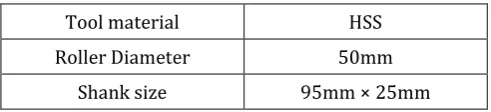 Table -1: Tool Specifications 