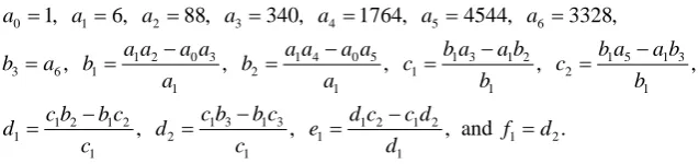 Table 1 and   are shown in Table 2, respectively; 6) if α , iα−1 , and then it is still Hurwitz for all 0<ε≤ε ∗Table 3 and Table 4, respectively