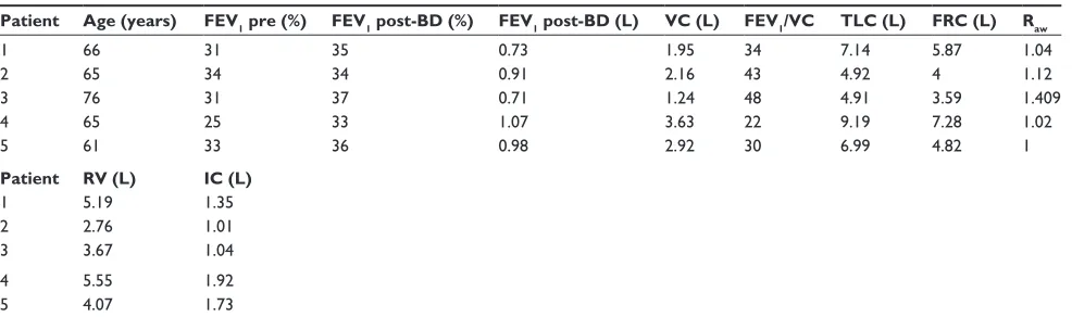 Table 2 Baseline lung function values in individual patients