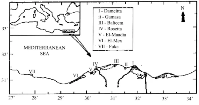 Figure 1. Map for the study area showing locations of sampling stations.                