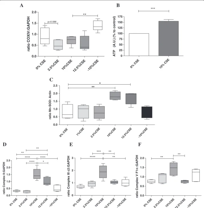 Figure 3 Mitochondrial capacity is increased in long-term cigarette CSE exposed BEAS-2B cells