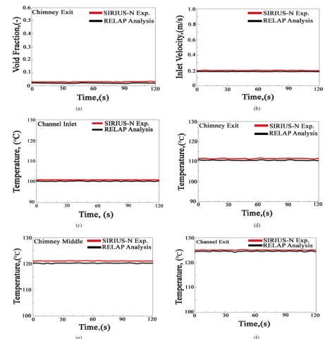 Figure 5. Stable high subcooling flow circulation. Very low vapor values and a constant temperature profile in the chimney
