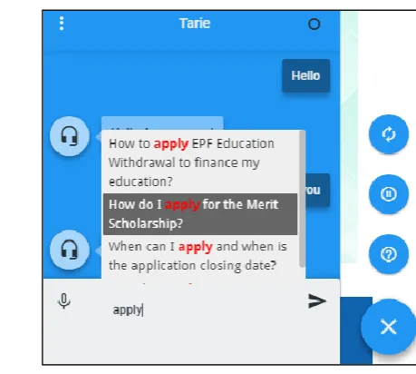 Fig. 2. Predefined Questions Recommendations                      Fig. 3. Predefined Questions Selection  