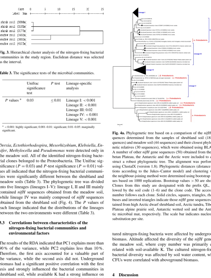 Fig.  1  CFUs  and  diversity  indices  of  cultured  nitrogen-fixing  bacteria  (*the  letters  represent 2 