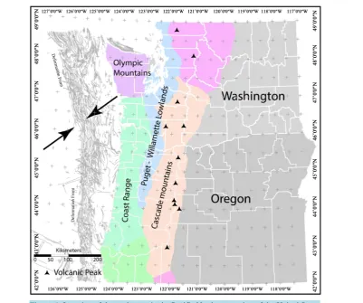 Figure 1. Location of the study area in the Pacific Northwest region of the United States (County lines are in Oregon and Washington are shown for reference)
