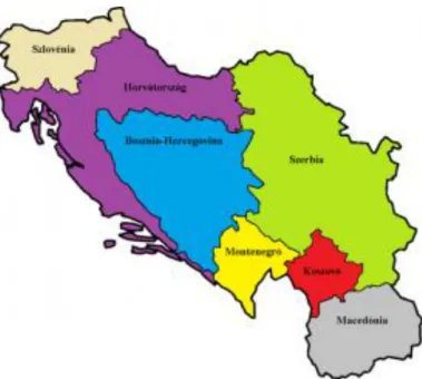 Figuur 1: Landkaart van landen voormalig Joegoslavië 36    4.2.2 Burgeroorlog in Joegoslavië en migratie 