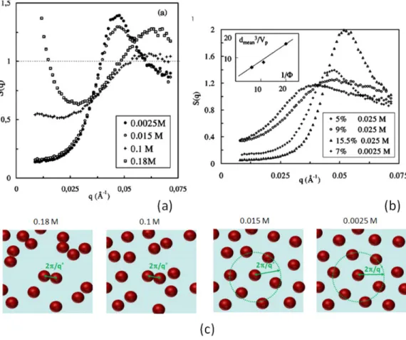 Figure 8. Structure factor for an aqueous suspension of spherical magnetic nanoparticles of -Fe 2 O 3 (of radius around ∼ 3.5 nm) for various physicochemical conditions, from reference (20)