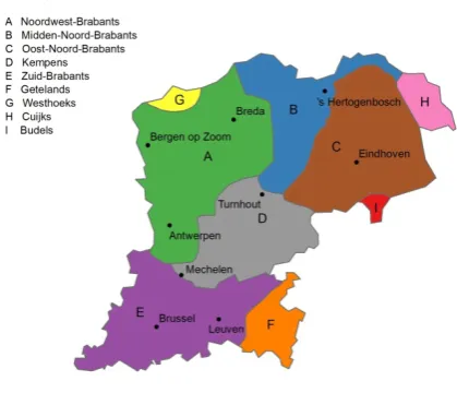 Figure 2. The nine Brabantic dialect areas  