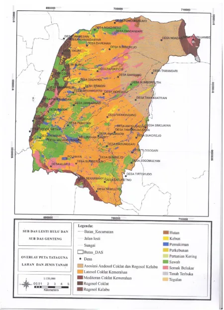Fig. 5. Presents the overlay between land use map and soil type in the Lesti sub-watershe 