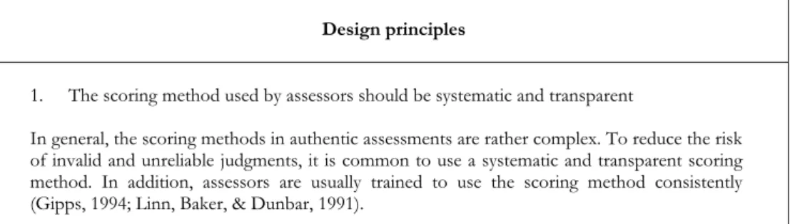 Table 2.1 Design principles for authentic performance assessments 
