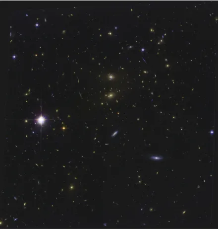 Figure 1.1:The galaxy cluster RXJ1347-1145. (Giant) elliptical galaxies are visible, as well as bluelate–type galaxies