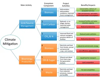 Fig. 9. – Pros and cons of various options of land-based biological climate mitigation activities [6].