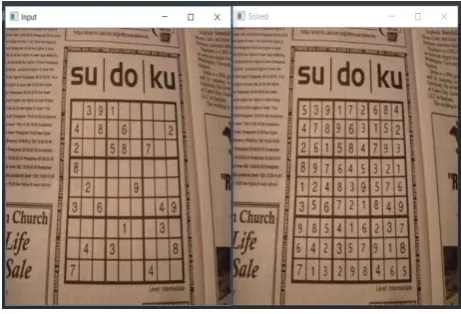 Fig. 7. (left) original frame, (right) solved puzzle as Augmented Reality 
