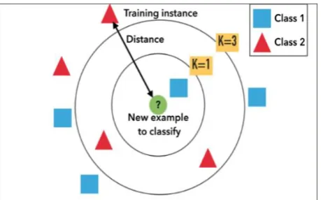 FIG 2.4 example of KNN algorithm classification 