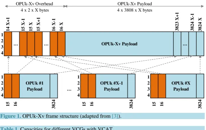 Figure 1. OPUk-Xv frame structure (adapted from [3]).  