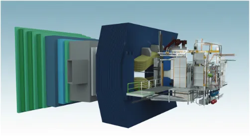 Figure 1. A three-dimensional schematic view of the MoEDAL detector (on the right) around the LHCb VELOregion at Point 8 of the LHC.