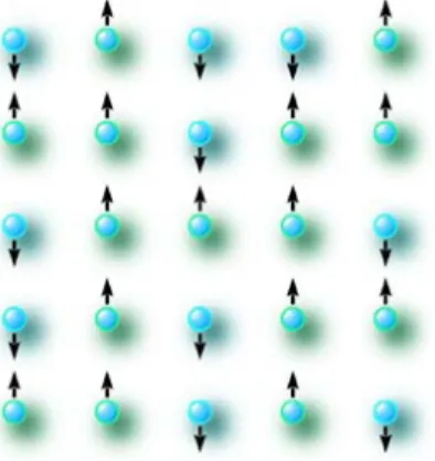 Figure 1.2: Ising model, the most well-known lattice-spin model, on a 2-dimensional lattice