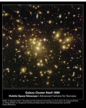 Figure 1.2: A beautiful picture of a rich galaxy cluster taken with the Hubble Space Tele-scope with over 13 hours of exposure time.This galaxy cluster is 675 Mpcaway from us and the image shows the central 630 kpc of the cluster