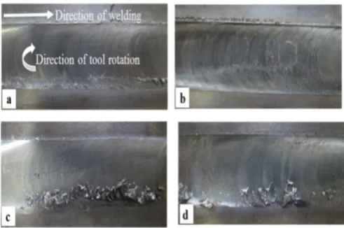 Fig. - 2. Image of the weld a) Smaple-1 b) Sample-2 c) Sample-3 d) Sample-4. 