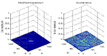 Fig. 22 Modified Bispectrum Map of Industrial Level Process Data (Max. Bicoherence = 0.97581) 