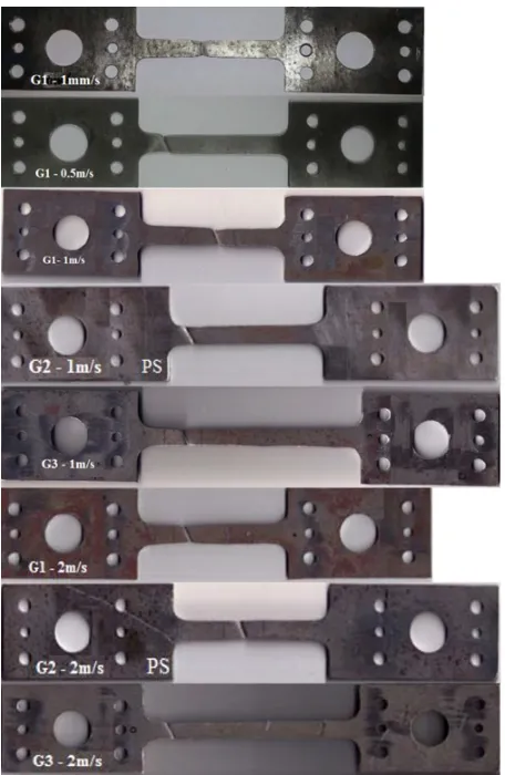 Figure 1used clamping assembly in the experimental device. presents the specimens conﬁgurations and theDuring the tests, displacement of the machine arm and