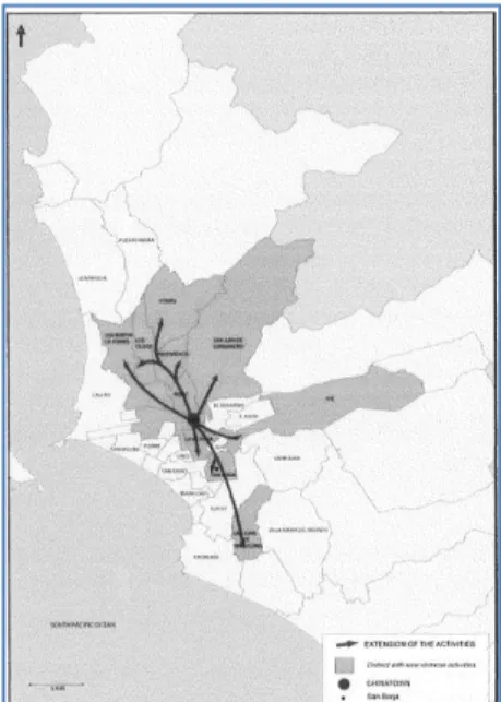 Figura 9: Extensión de la zona china y  actividades chinas en Lima 