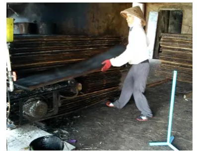 Figure 1. Pressing Work Station with Activities Inserting Zinc into the Press Machine 
