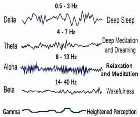 Fig. 1- Frequency of different Brainwaves. 