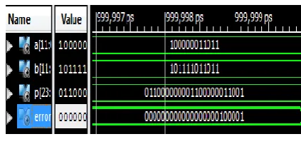 figure with Inputs a = 111001111000, 