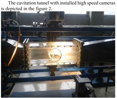 Figure 2 Cavitation tunnel with the high speed cameras 