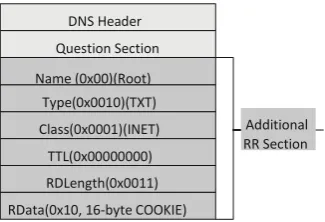 Figure 2: The method to extend DNS protocol to incorporate cookies in the request.  
