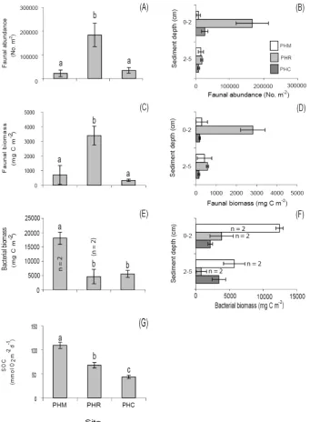 Fig. 3., respectively), and bacterialE andis shown in (G)05) in parameters between sites are designated by different letters