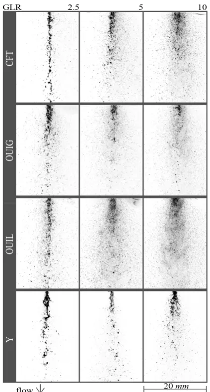 Figure 4 Typical images of the spray patterns in area near to the atomizer. 