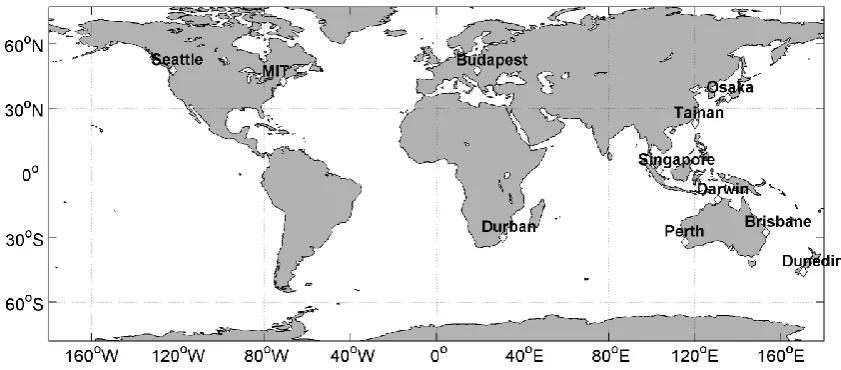 Table 1. Locations and hosts of the 11 VLF receiving stations currently operating in the VLF WorldWide Lightning Location Network.