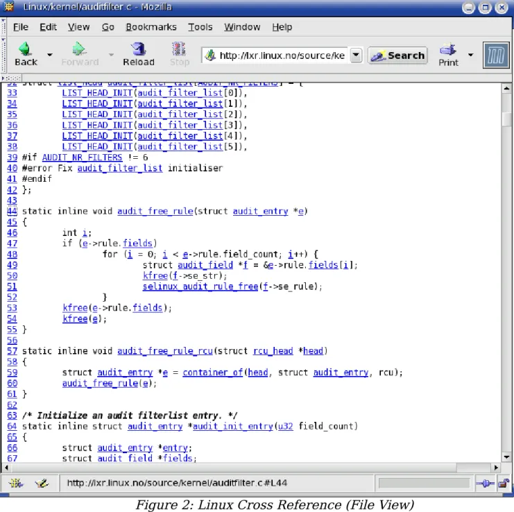 Figure 2: Linux Cross Reference (File View)