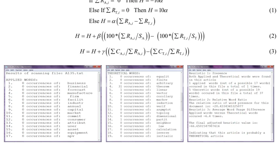 Figure 1. STAR heuristic algorithm output screens for a theoretical manuscript. 