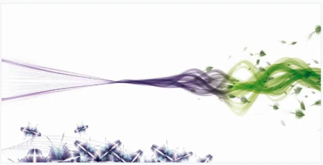 Figure 14.5.  KINETIC STRING . A stream carries particles off to form a cell in 14.6, inspired by kinetic energy